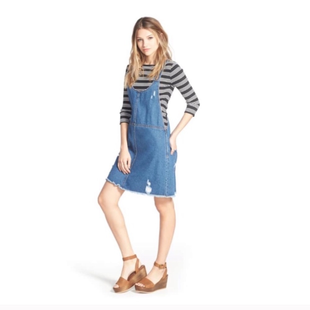 Denim Pinafore Dress - Picture 2 of 8